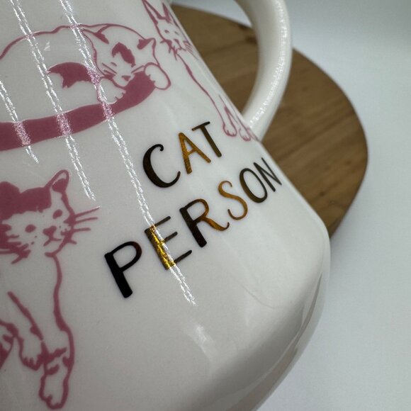 Opalhouse Cat Person Diner Mug Ivory pink cats gold text “cat person” mug cup ho - Picture 5 of 9